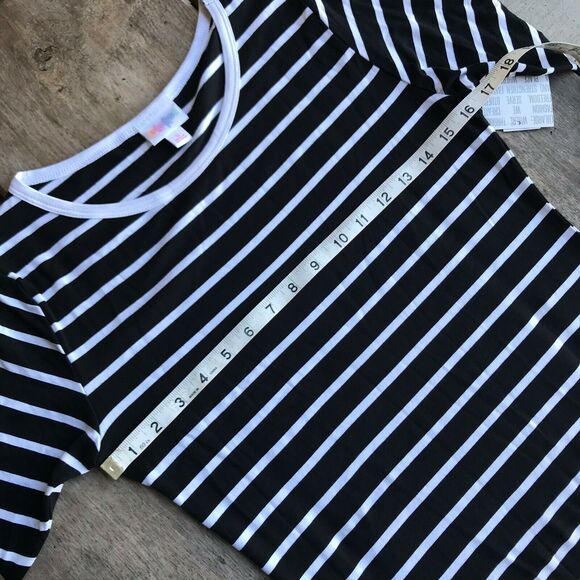 LuLaRoe Julia Dress Black White‎ Horizontal Vertical Stripes NEW NWT Small - Picture 6 of 6